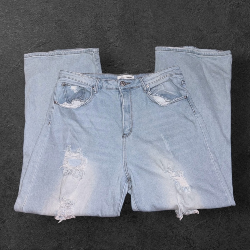 Women’s Almost Famous Light Blue Distressed Denim Jeans Size 13